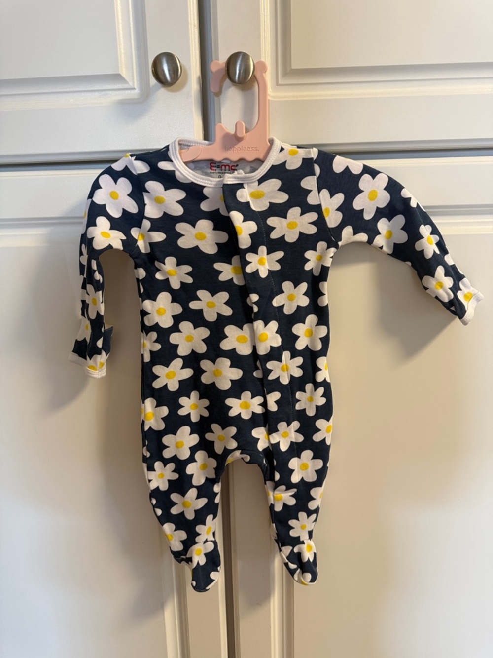 E=mc Navy Daisy Footed One-Piece